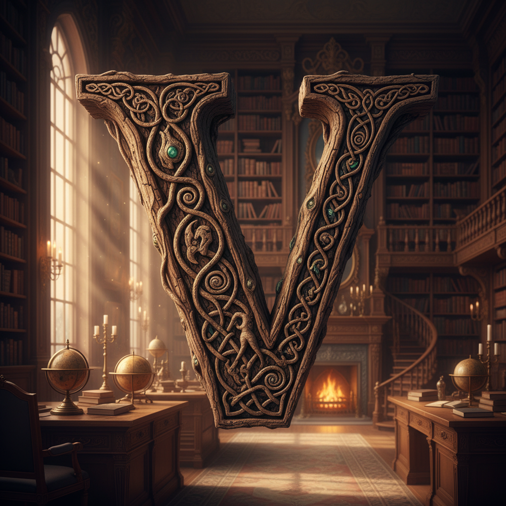 Tree bark — letter V