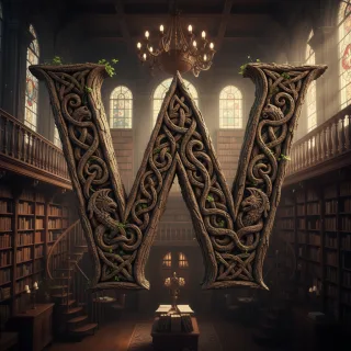 Tree bark — letter W