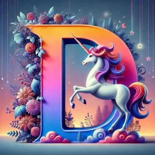 Unicorn 2 — letter D (variant 2)