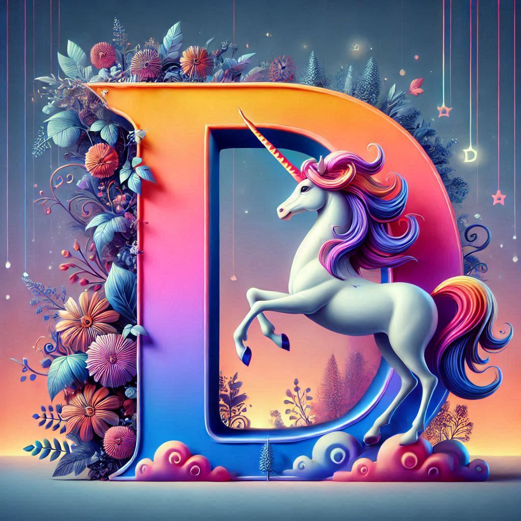 Unicorn 2 — letter D (variant 2)