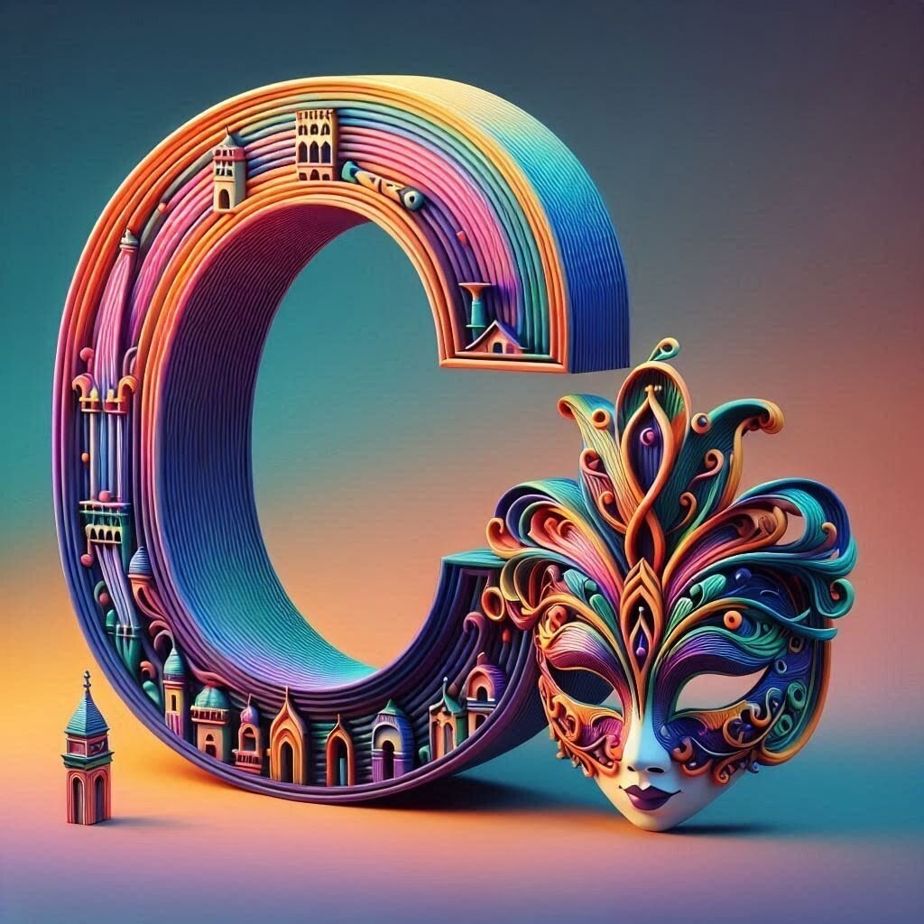 Venetian mask — letter C (variant 2)