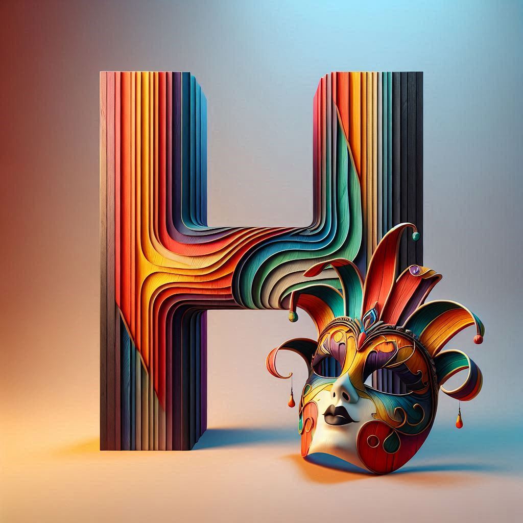 Venetian mask — letter H (variant 2)