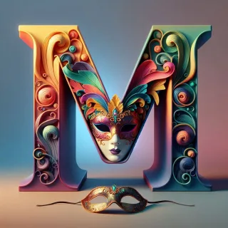Venetian mask — letter M (variant 2)