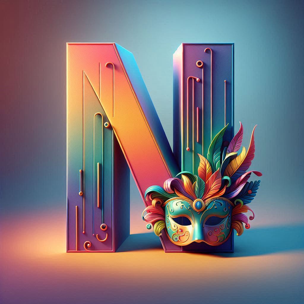 Venetian mask — letter N
