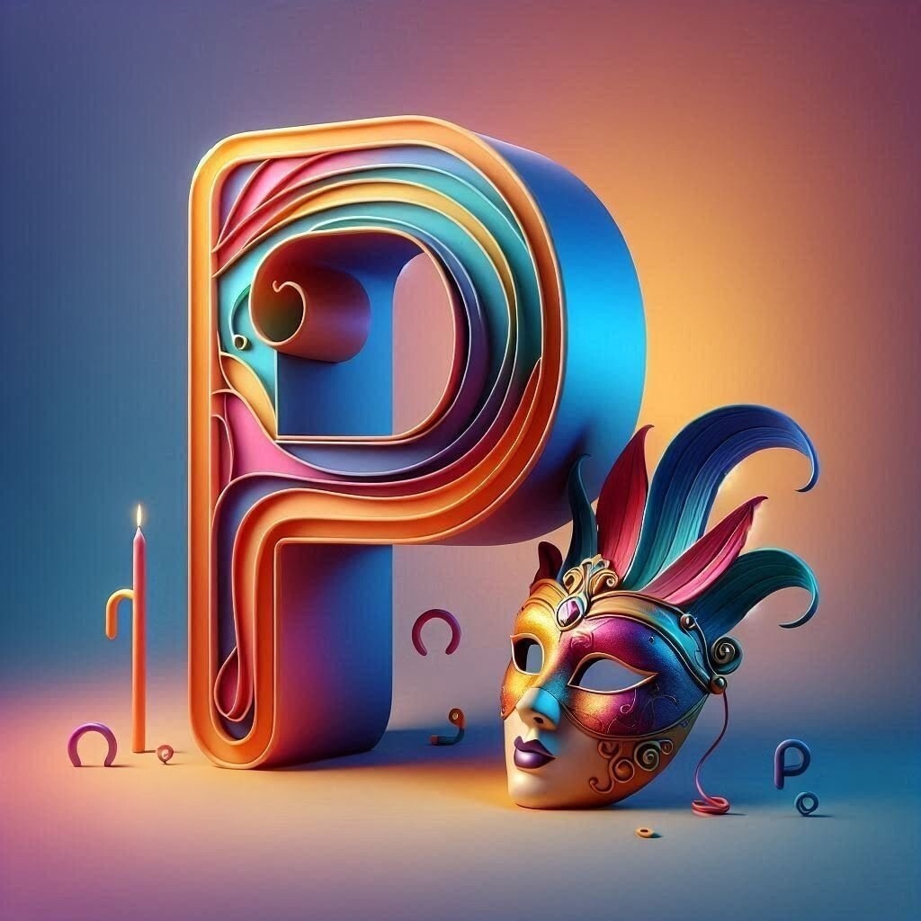 Venetian mask — letter P (variant 2)
