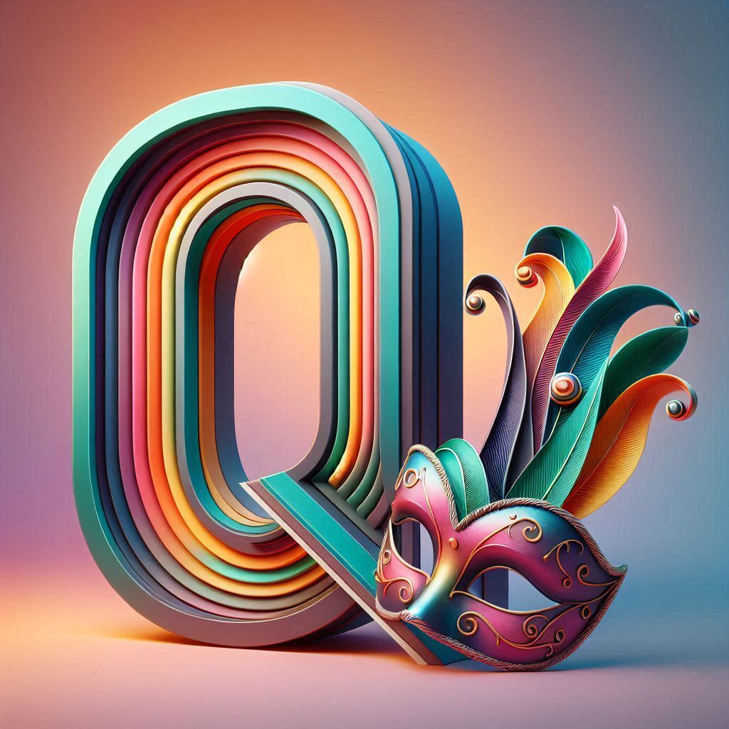 Venetian mask — letter Q