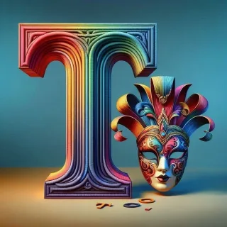 Venetian mask — letter T (variant 2)