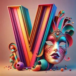Venetian mask — letter V (variant 2)
