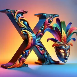 Venetian mask — letter X (variant 2)