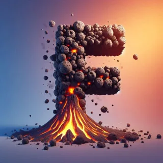 Volcano — letter F (variant 2)