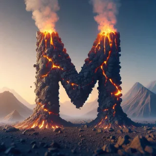 Volcano — letter M (variant 2)