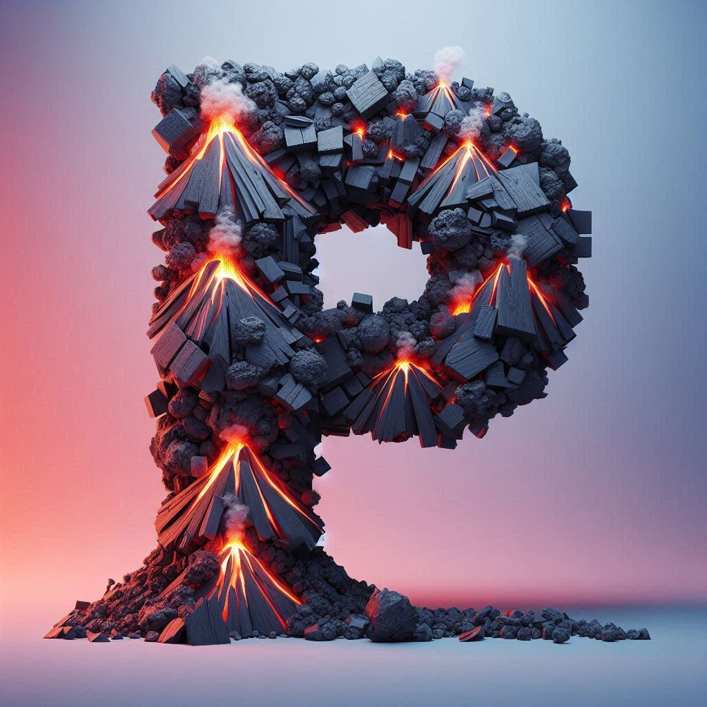 Volcano — letter P (variant 2)