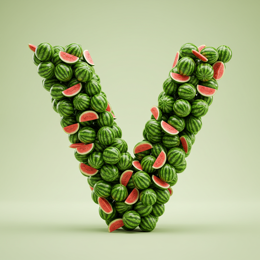 Watermelon 2 — letter V (variant 2)