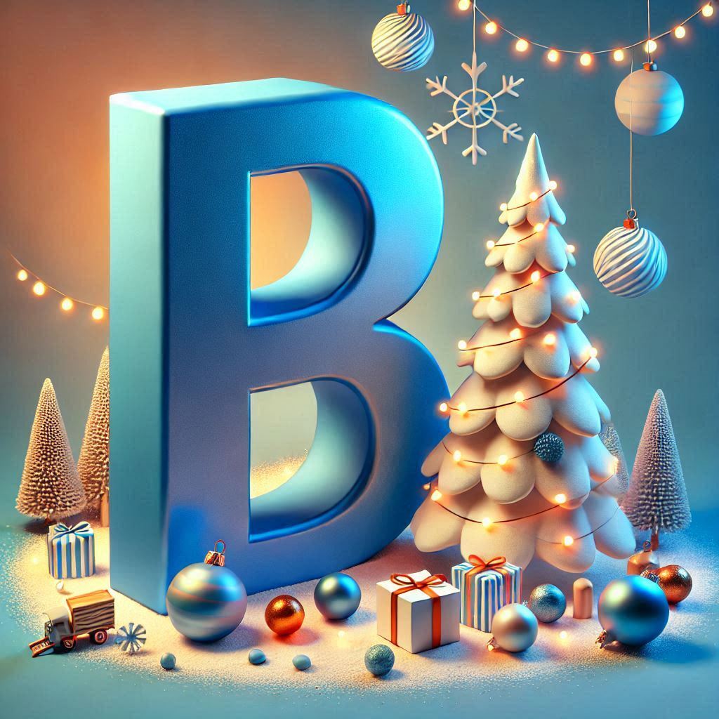 White Christmas tree — letter B (variant 2)