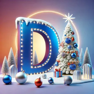 White Christmas tree — letter D