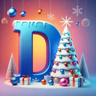 White Christmas tree — letter D (variant 2)