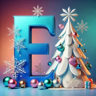 White Christmas tree — letter E (variant 2)