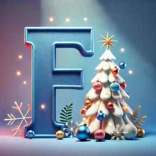 White Christmas tree — letter F