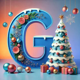 White Christmas tree — letter G (variant 2)