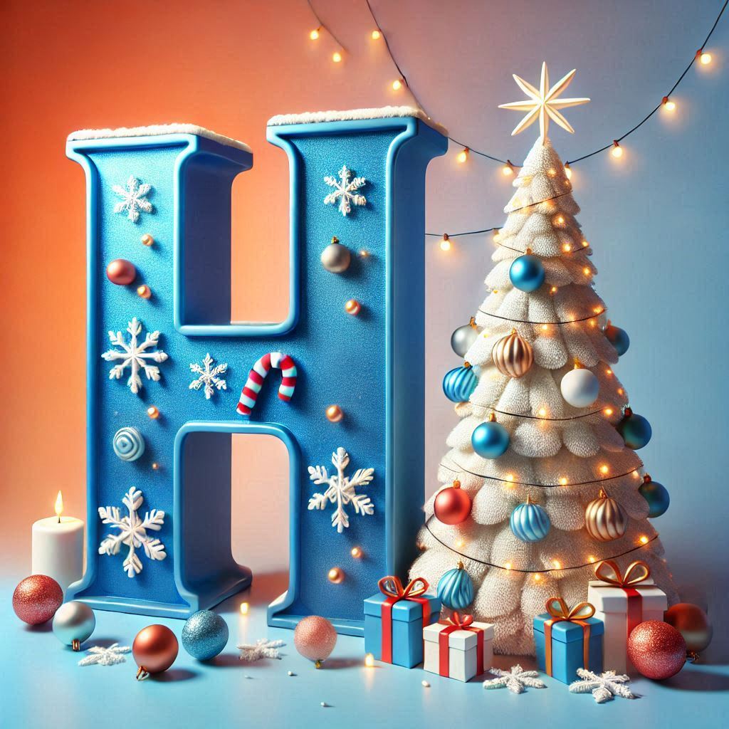 White Christmas tree — letter H (variant 2)