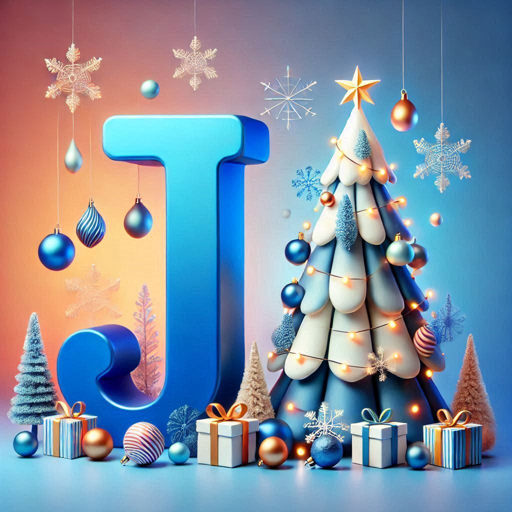 White Christmas tree — letter J