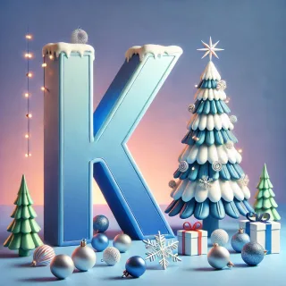 White Christmas tree — letter K (variant 2)