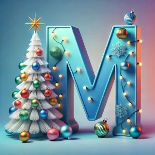 White Christmas tree — letter M