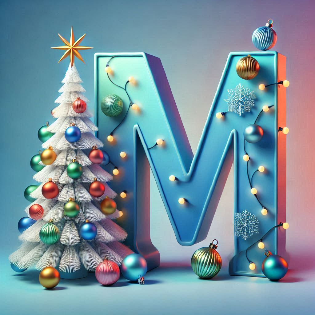 White Christmas tree — letter M