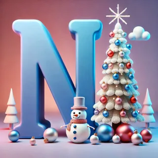 White Christmas tree — letter N