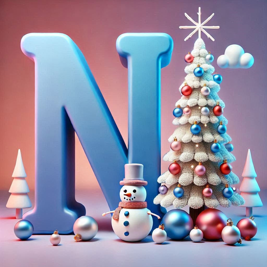 White Christmas tree — letter N