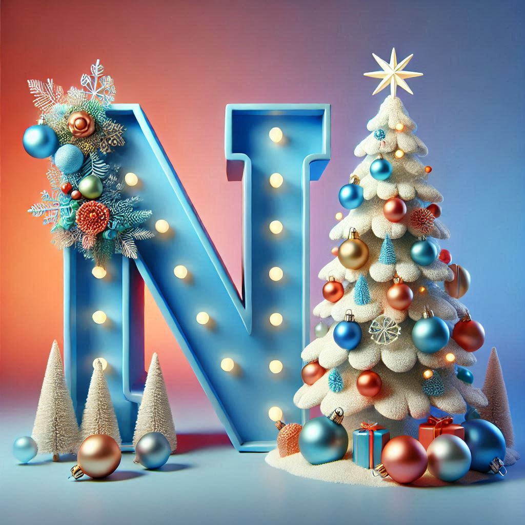 White Christmas tree — letter N (variant 2)