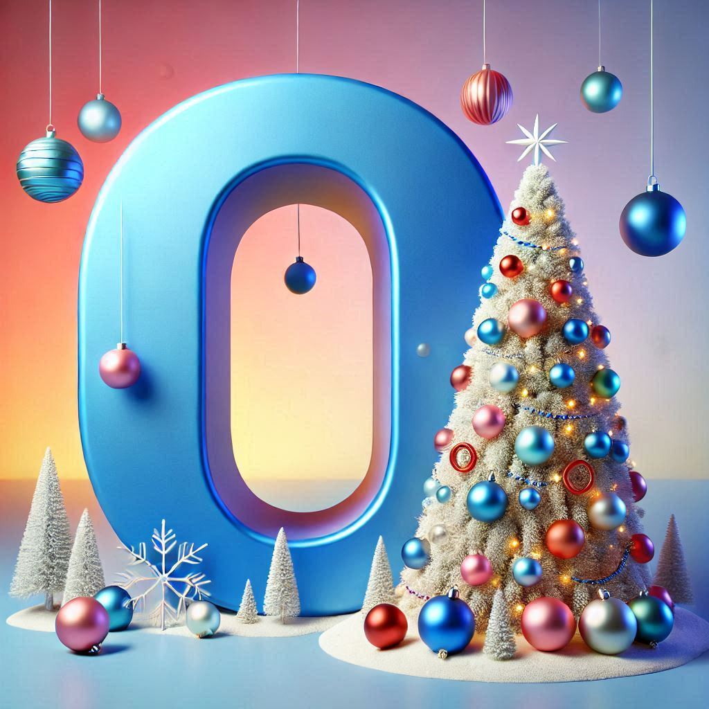White Christmas tree — letter O