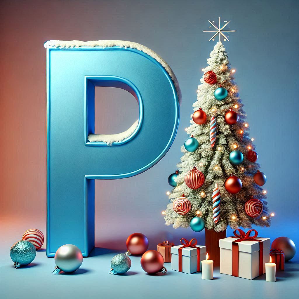 White Christmas tree — letter P