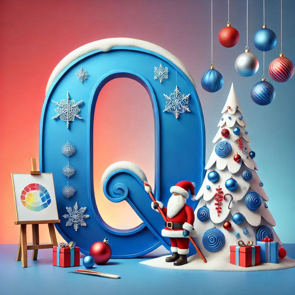 White Christmas tree — letter Q