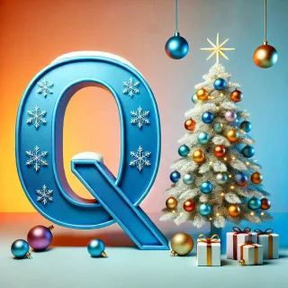 White Christmas tree — letter Q (variant 2)