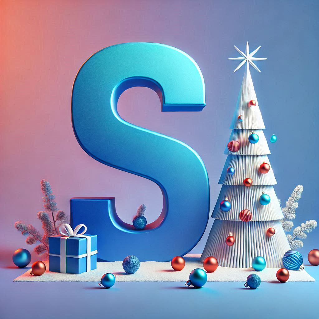 White Christmas tree — letter S (variant 2)
