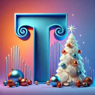 White Christmas tree — letter T
