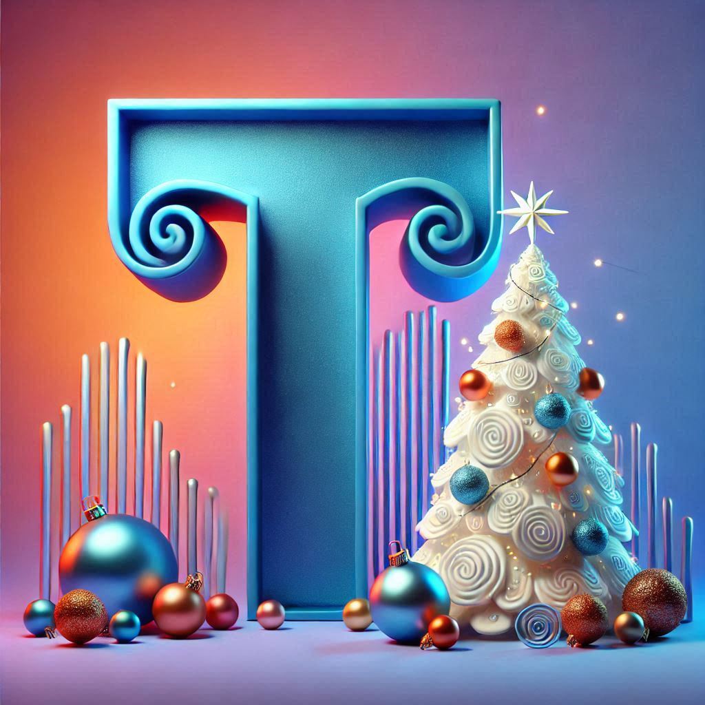White Christmas tree — letter T