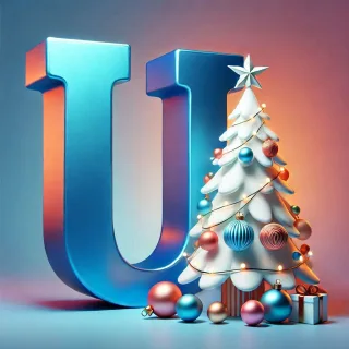 White Christmas tree — letter U