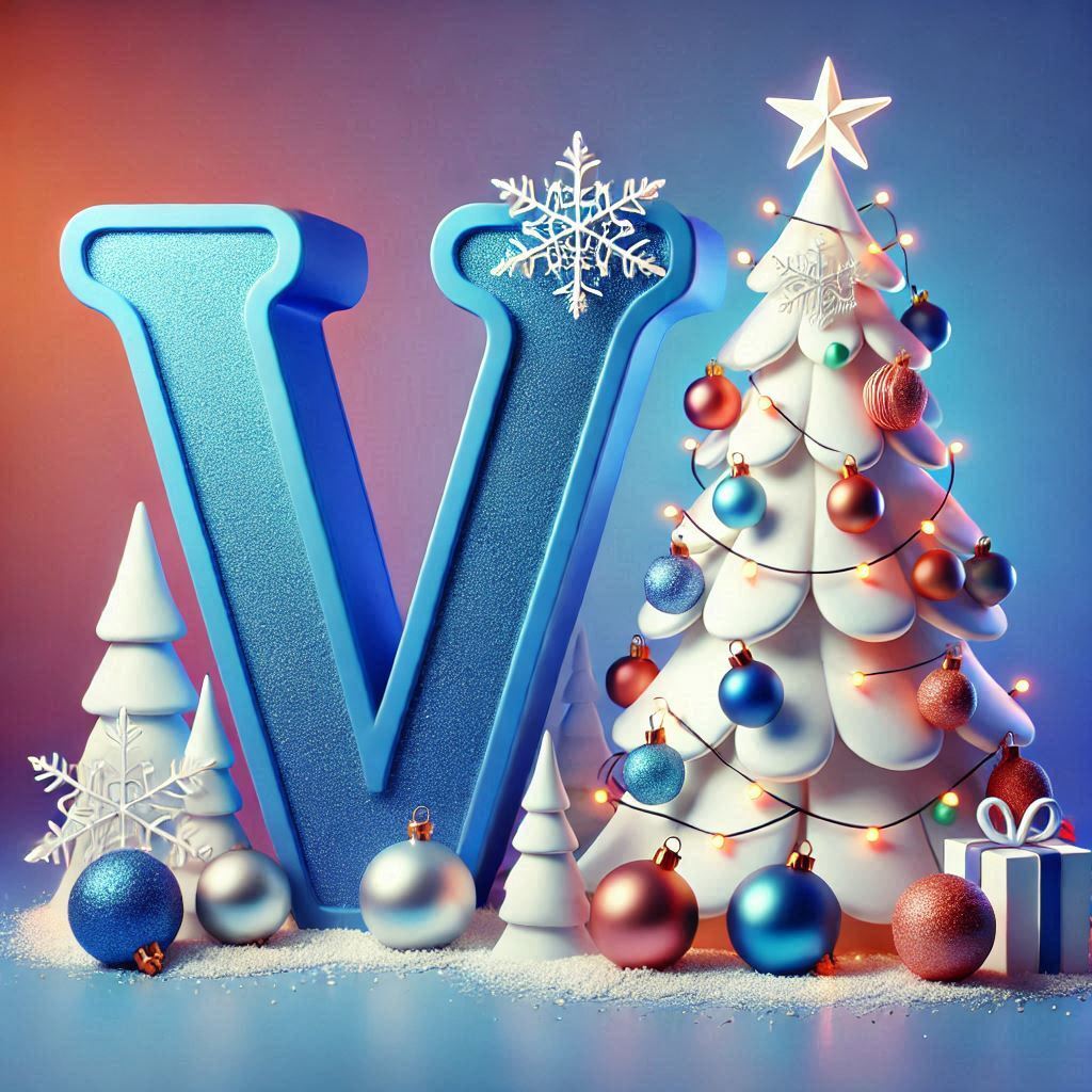 White Christmas tree — letter V (variant 2)