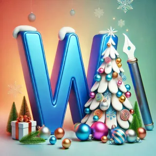 White Christmas tree — letter W