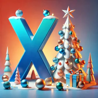 White Christmas tree — letter X