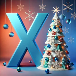 White Christmas tree — letter X (variant 2)