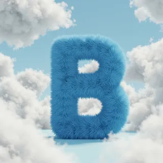 White clouds — letter B (variant 2)