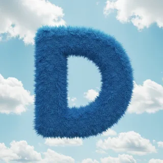White clouds — letter D (variant 2)