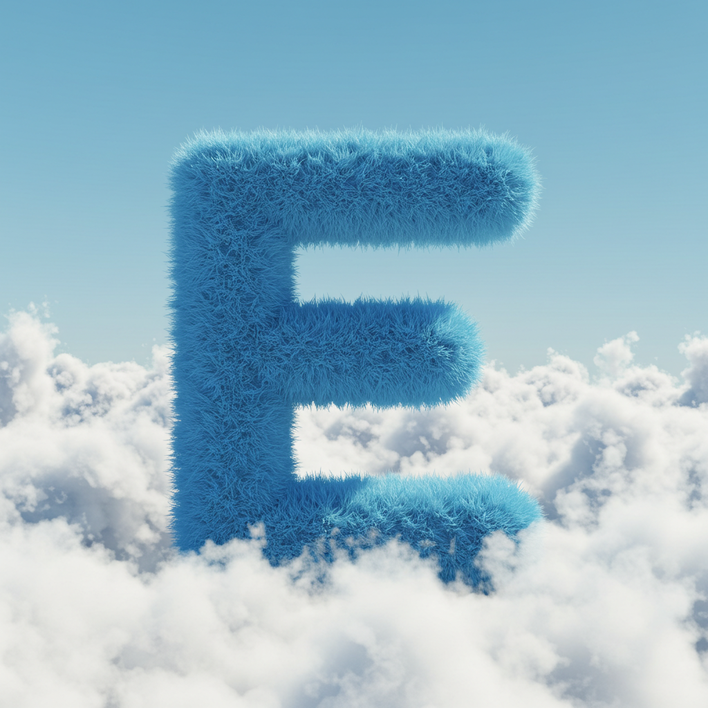 White clouds — letter E