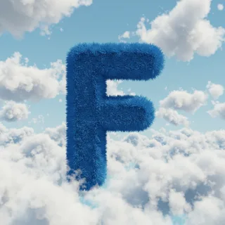 White clouds — letter F (variant 2)