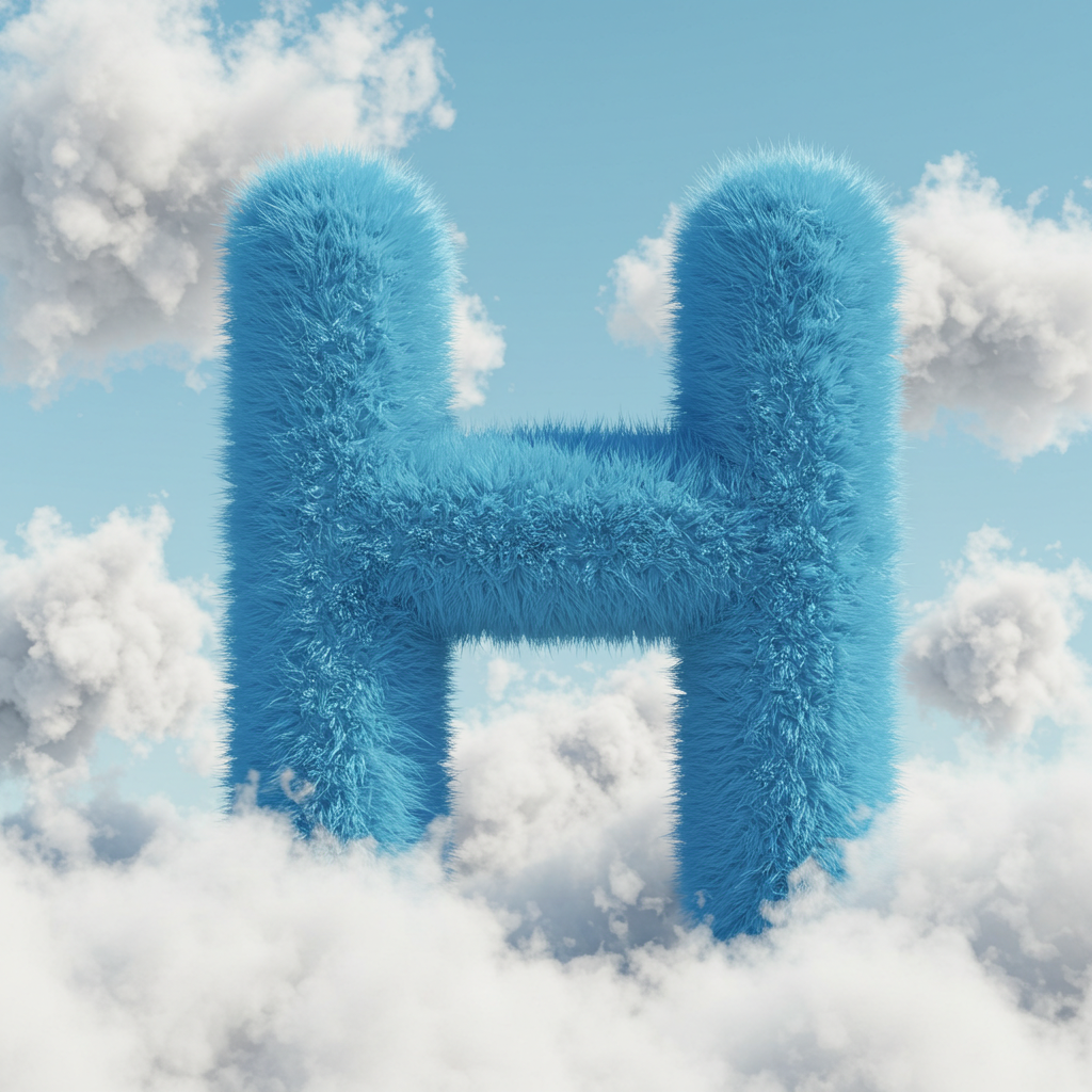 White clouds — letter H (variant 2)