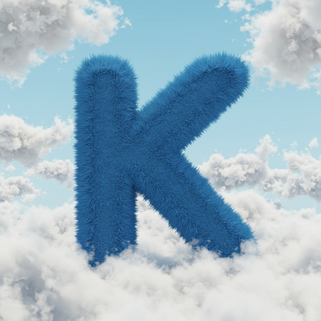 White clouds — letter K (variant 2)