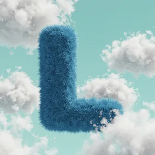 White clouds — letter L (variant 2)